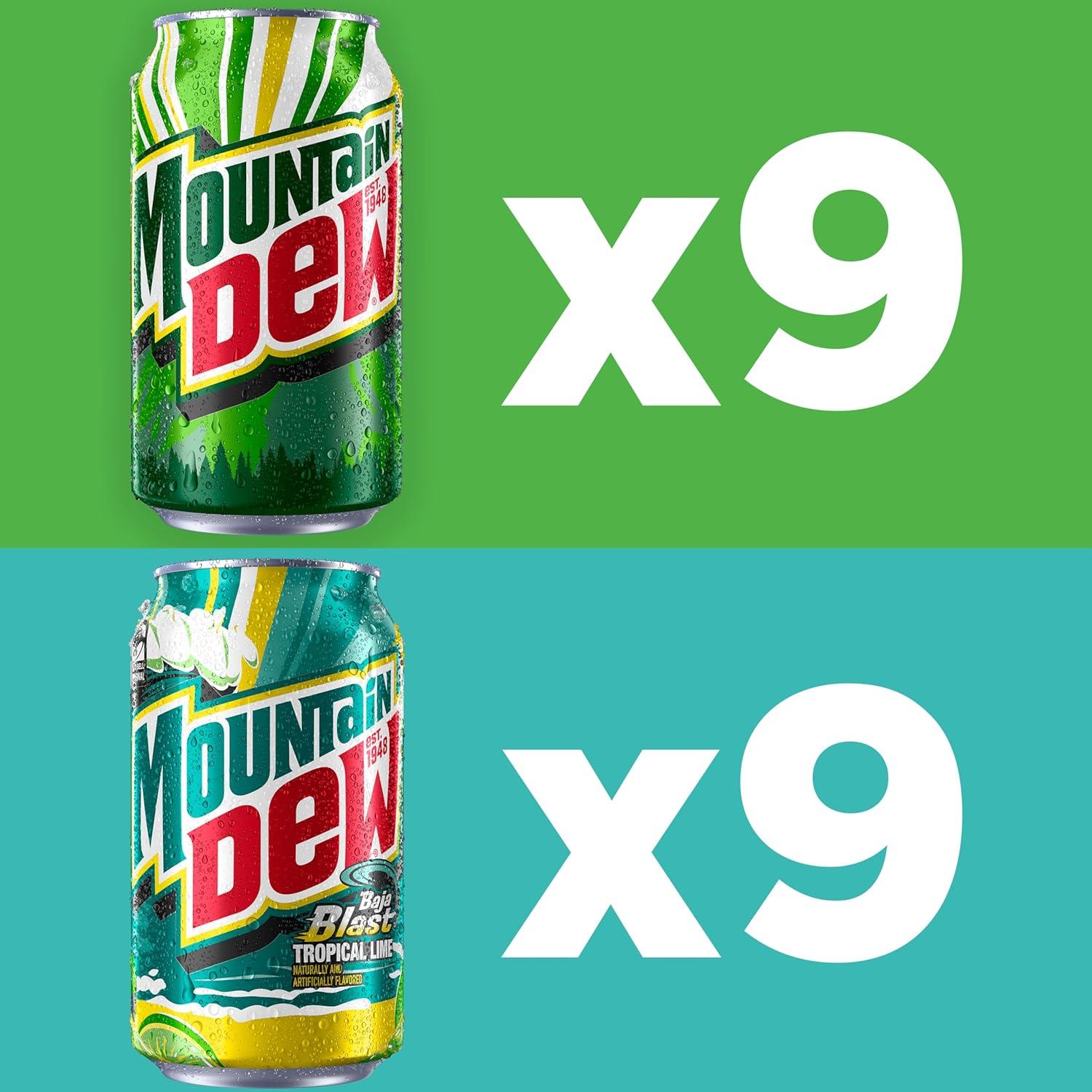image:imageMountain Dew Soda 2 Flavor Baja Blast Variety Pack Baja Blast Original Dew 12 Fl Oz Cans Pack of 18
