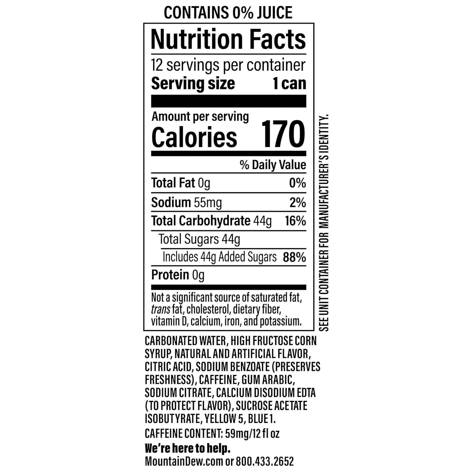 image:imageMountain Dew Soda 75 Fl Oz Mini Cans Pack of 10Baja Blast