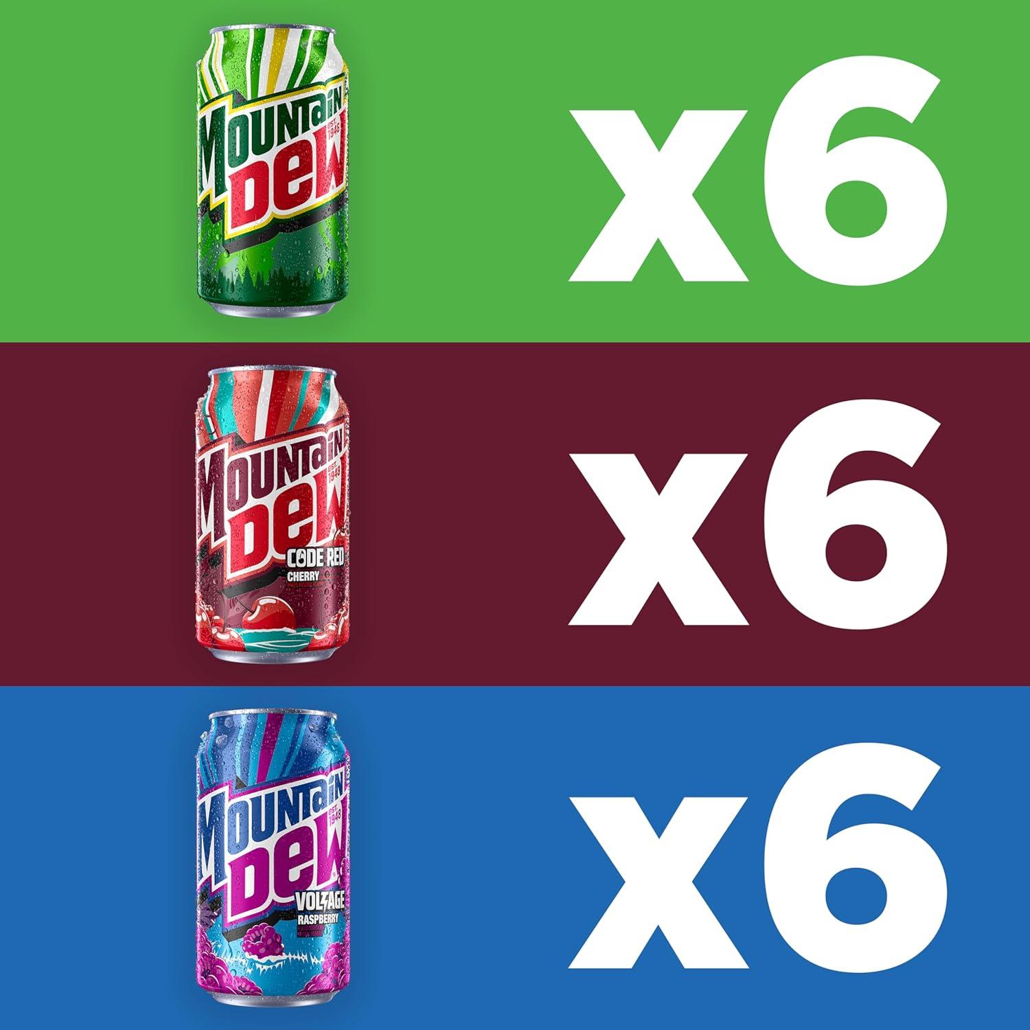 image:imageMountain Dew 3 Flavor Core Variety Pack Dew Code Red Voltage 12 Fl Oz Pack of 18Code Red Variety Pack