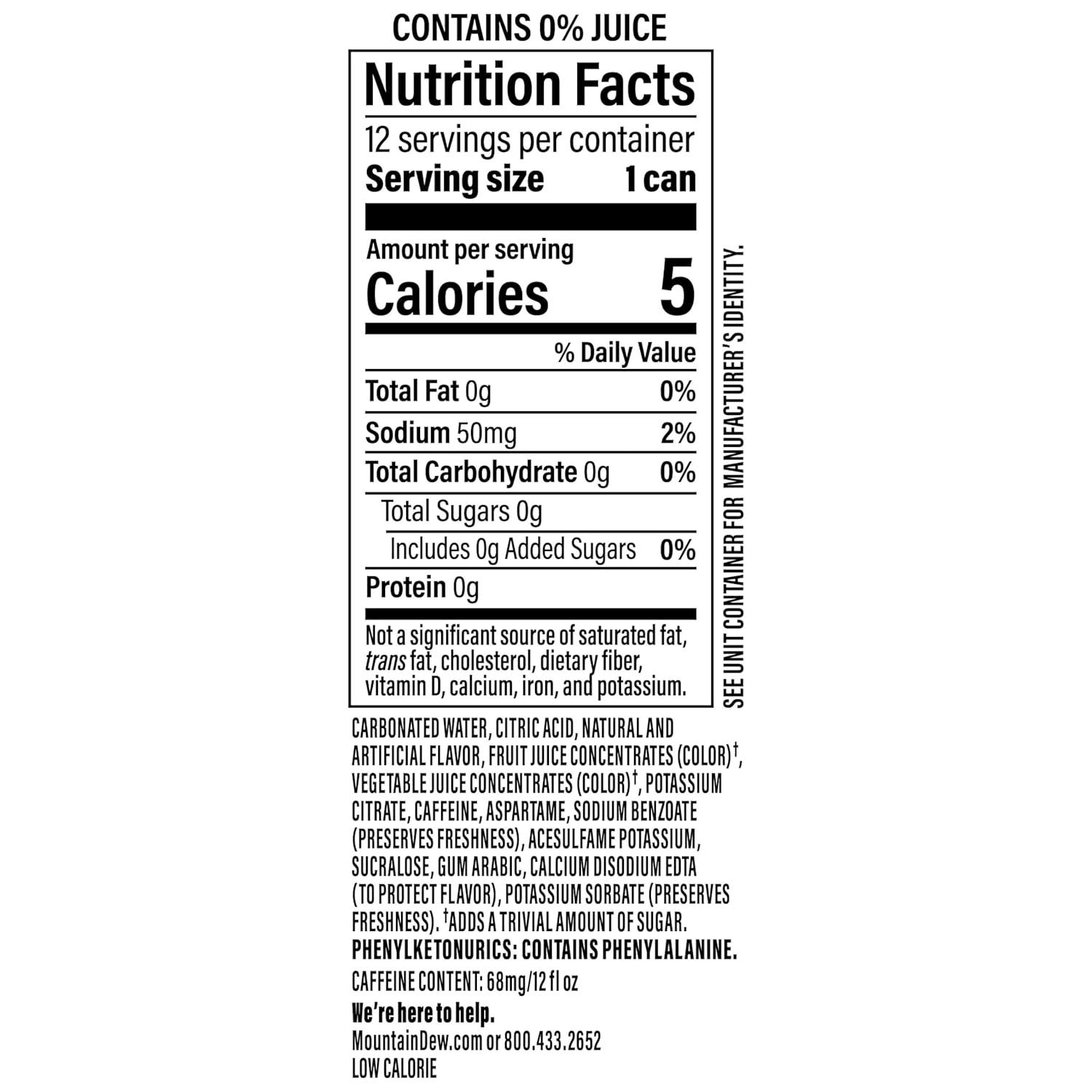 image:imageMountain Dew Baja Cabo Citrus Zero Sugar 12 Fl Oz Cans Pack of 12Cabo Citrus Zero Sugar