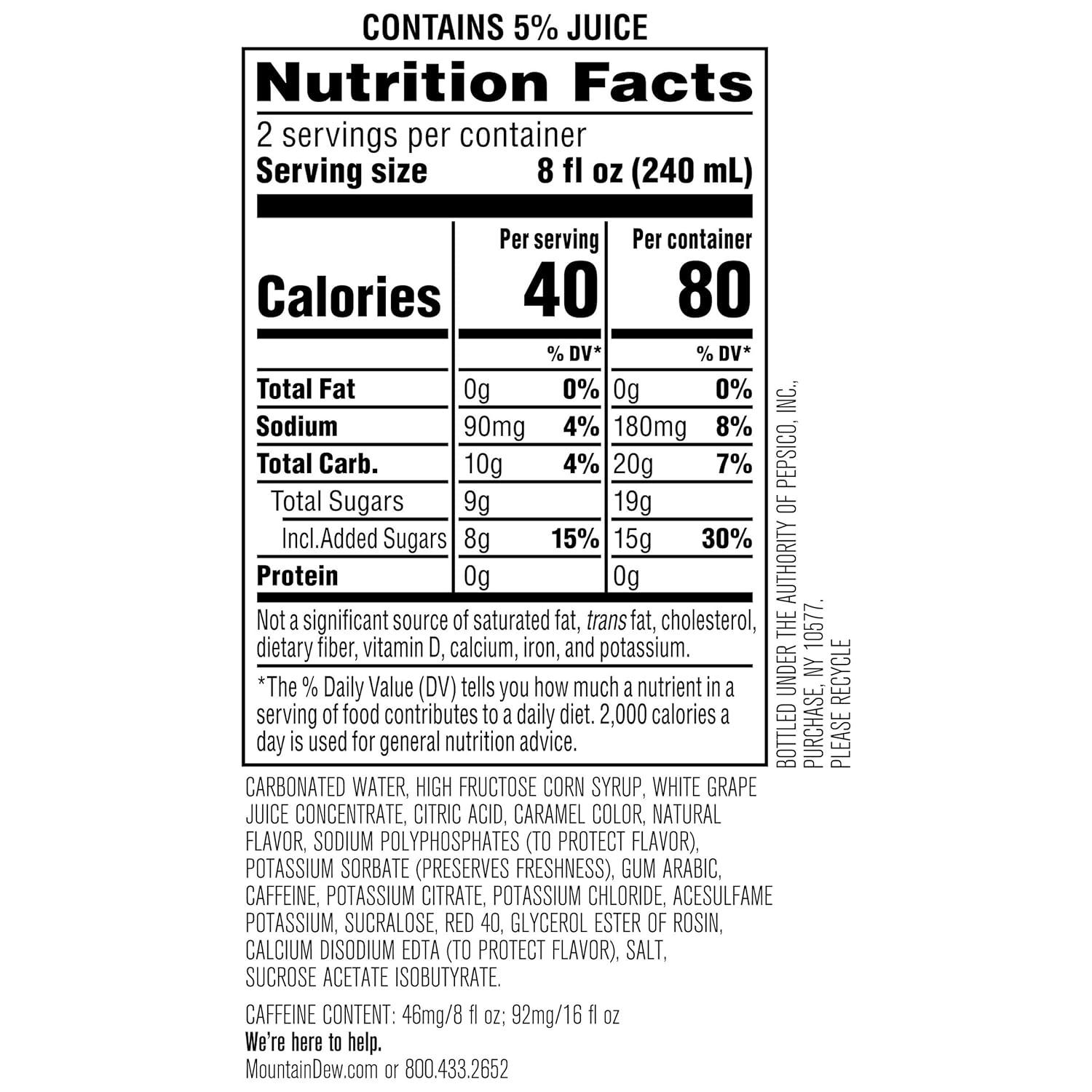image:imageMountain Dew Kickstart Fruit Punch 92mg Caffeine Vitamins B amp C 80 Calories 5 Juice 16 fl oz 12 CountBlack Cherry