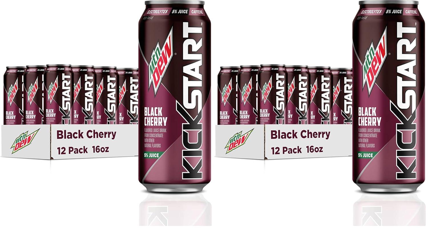 image:imageMountain Dew Kickstart Fruit Punch 92mg Caffeine Vitamins B amp C 80 Calories 5 Juice 16 fl oz 12 CountBlack Cherry