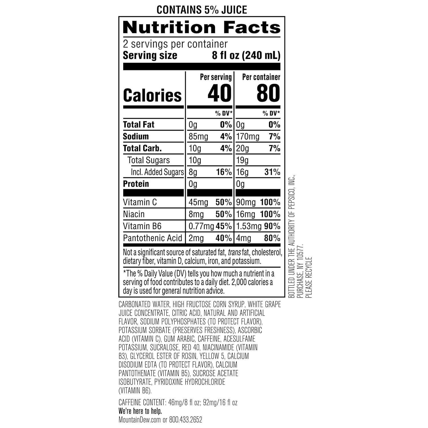 image:imageMountain Dew Kickstart Fruit Punch 92mg Caffeine Vitamins B amp C 80 Calories 5 Juice 16 fl oz 12 CountFruit Punch