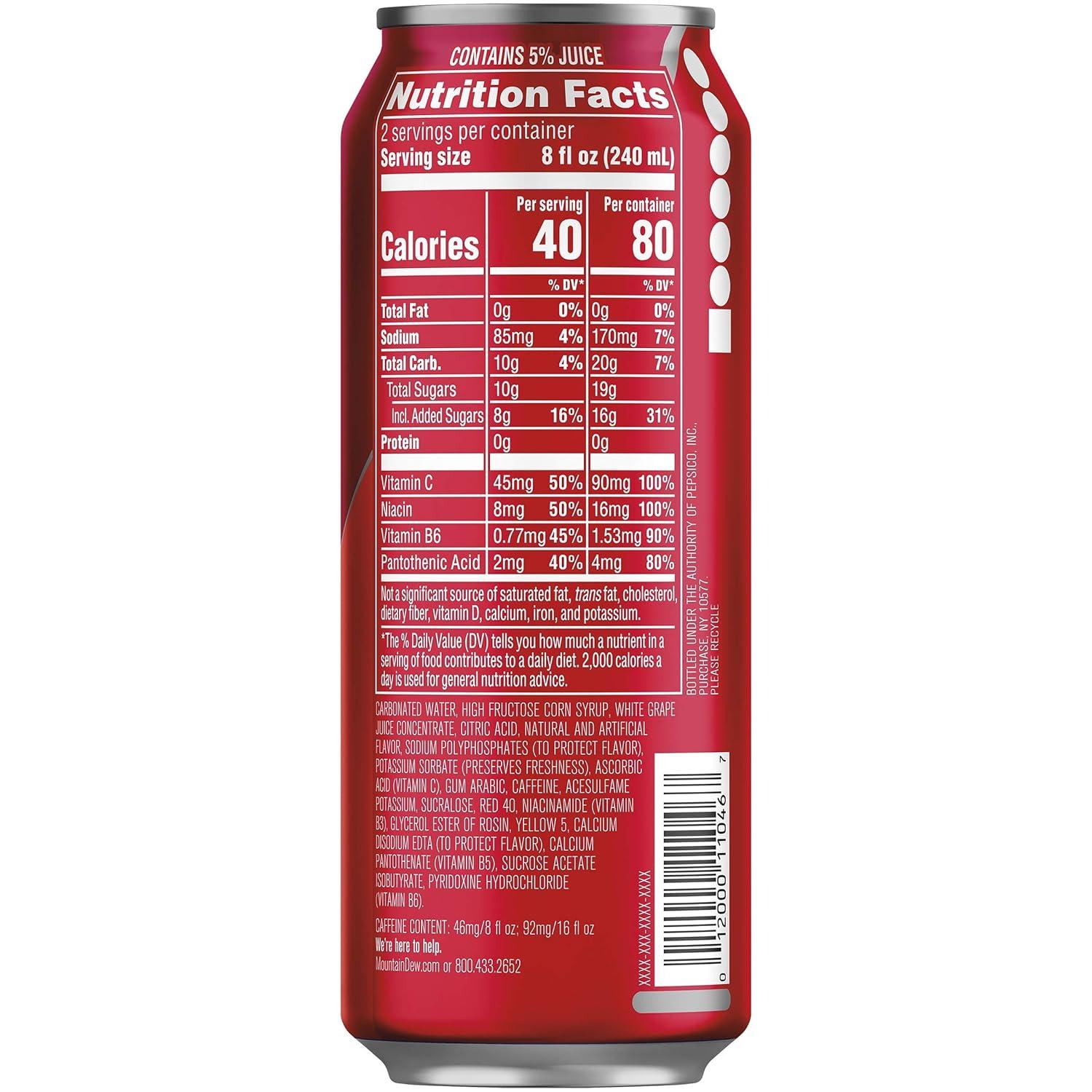 image:imageMountain Dew Kickstart Fruit Punch 92mg Caffeine Vitamins B amp C 80 Calories 5 Juice 16 fl oz 12 CountFruit Punch