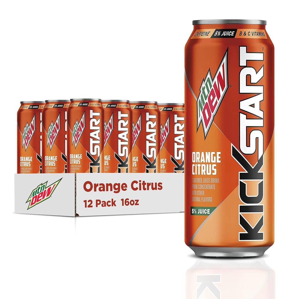 image:imageMountain Dew Kickstart Fruit Punch 92mg Caffeine Vitamins B amp C 80 Calories 5 Juice 16 fl oz 12 CountOrange Citrus