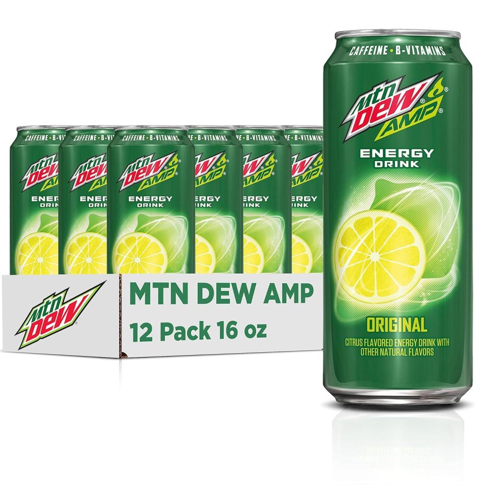 image:imageMtn Dew AMP Energy Original Energy Drink with Caffeine B Vitamins 16 fl oz cans 12 Pack16 Fl Oz Pack of 12