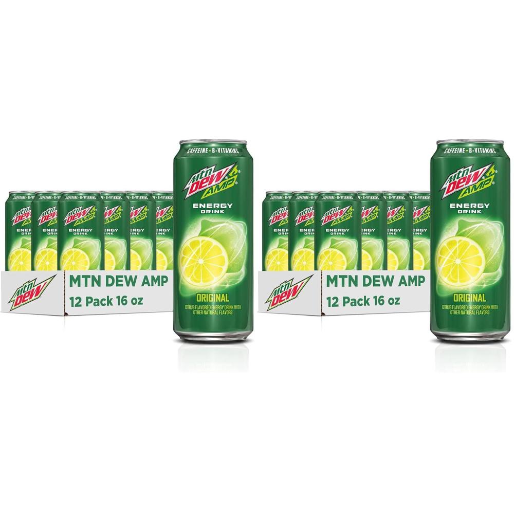 image:imageMtn Dew AMP Energy Original Energy Drink with Caffeine B Vitamins 16 fl oz cans 12 Pack16 Fl Oz Pack of 24