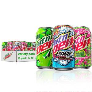 Mountain Dew 3 Flavor Core Variety Pack (Dew, Code Red, Voltage), 12 Fl Oz (Pack of 18)(Major Melon Variety Pack)