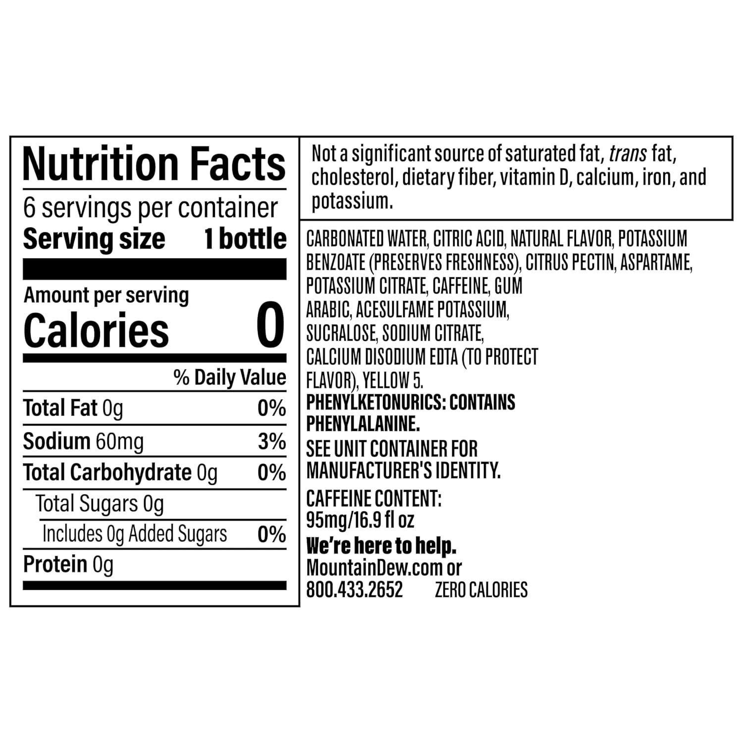 image:imageMountain Dew Zero 169 Fl Oz Bottles 6 Pack