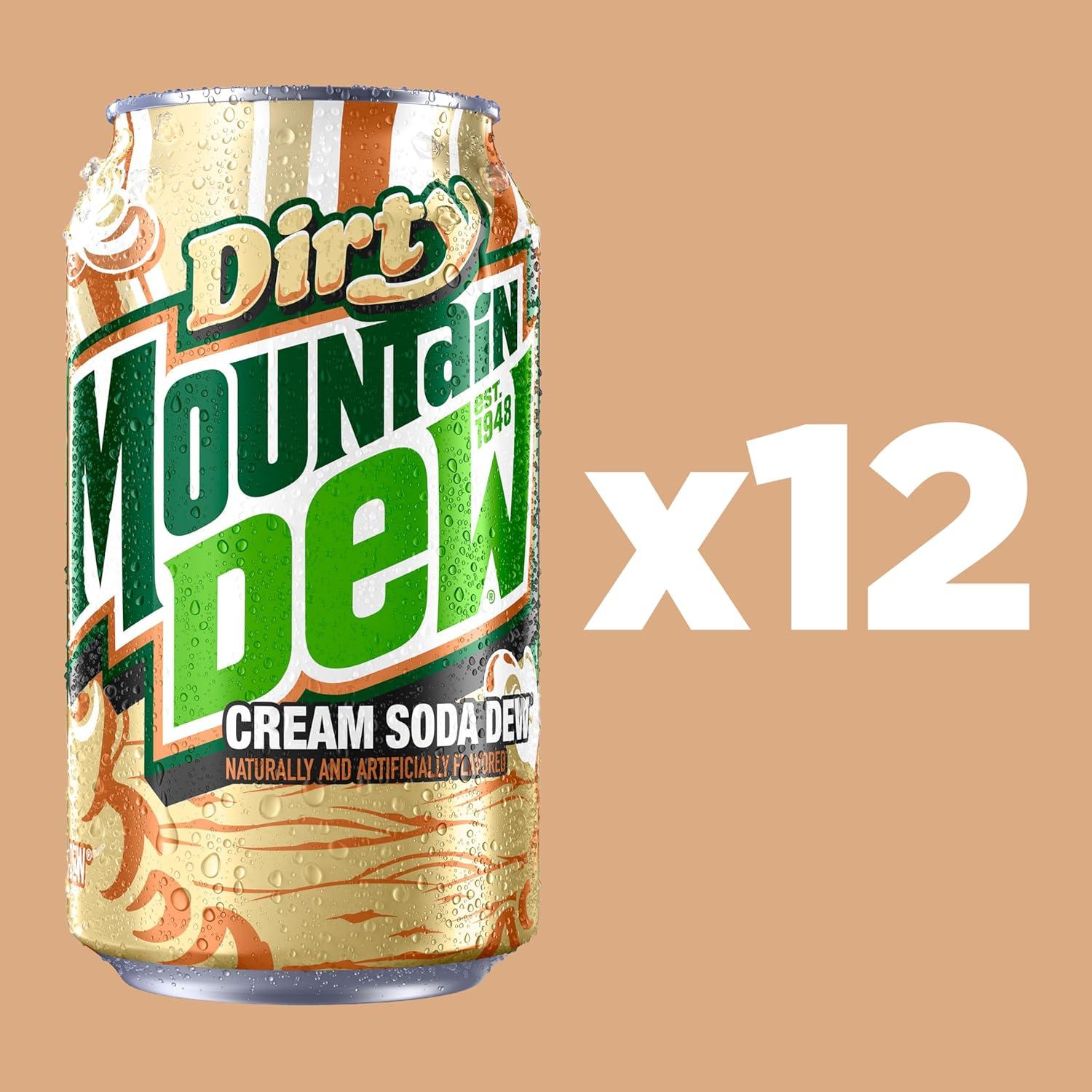 image:imageMountain Dew Soda Pop Dirty Mountain Dew Cream Soda Dew 12 fl oz Cans 12 PackCream