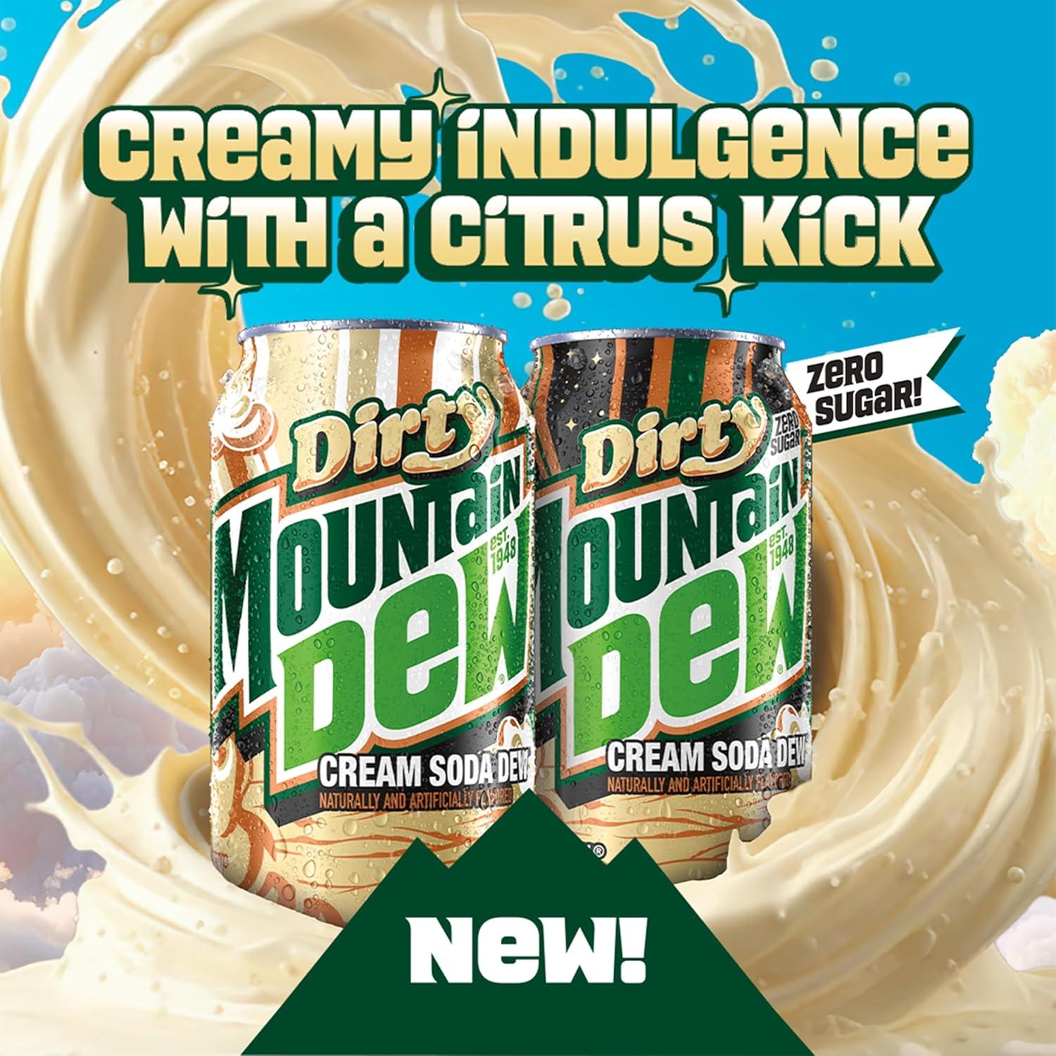 image:imageMountain Dew Soda Pop Dirty Mountain Dew Cream Soda Dew 12 fl oz Cans 12 PackCream